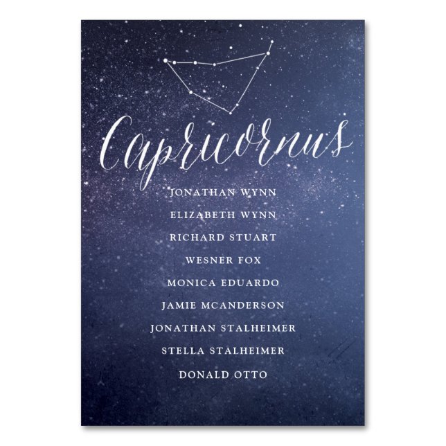 Numeração De Mesa Gráfico de Casamento Celestial Capricornus (Frente)