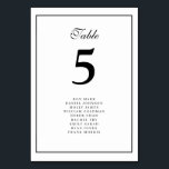 Numeração De Mesa gráfico de número de assentos da mesa de casamento<br><div class="desc">quadro elegante gráfico de números de tabela preto e branco com caligrafia moderna.</div>