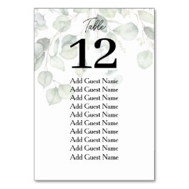 Numeração De Mesa Gráfico de Número de Tabela do Ecalyptus Watercolo