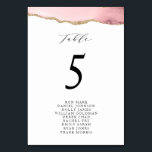 Numeração De Mesa gráfico de número de tabela dourada e esfregada<br><div class="desc">elegante pincel e dourado aquarela agate. Gráfico de número de placa com caligrafia moderna.</div>