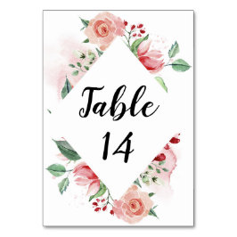 Numeração De Mesa Gráfico de Recepção de casamento de Aquarela Flora