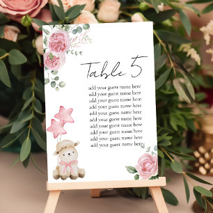Numeração De Mesa Gráfico Sentado Carneirinho Rosa Rosa Verde