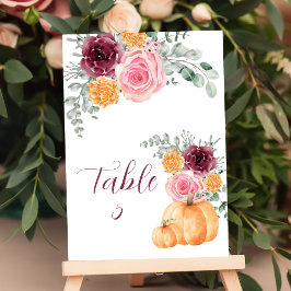 Numeração De Mesa Gráfico Sentado Queda Pumpkin Borgonha Cinza Rosa