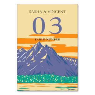 Numeração De Mesa Grand Teton National Park Wedding Retro