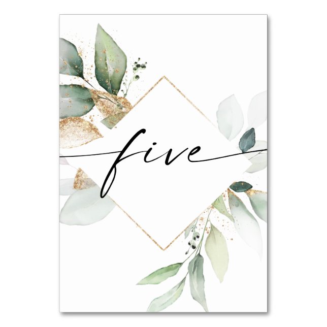 Numeração De Mesa Granulado e números de tabela Dourados cinco (Frente)