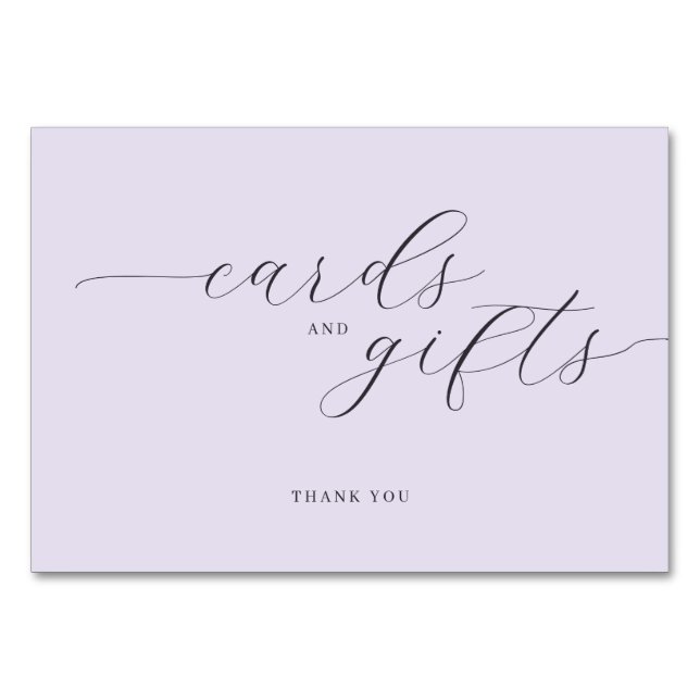 Numeração De Mesa Grateful Lavender Cursive Thank You Card (Frente)