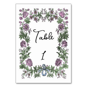 Numeração De Mesa Gravação Floral Antiquada