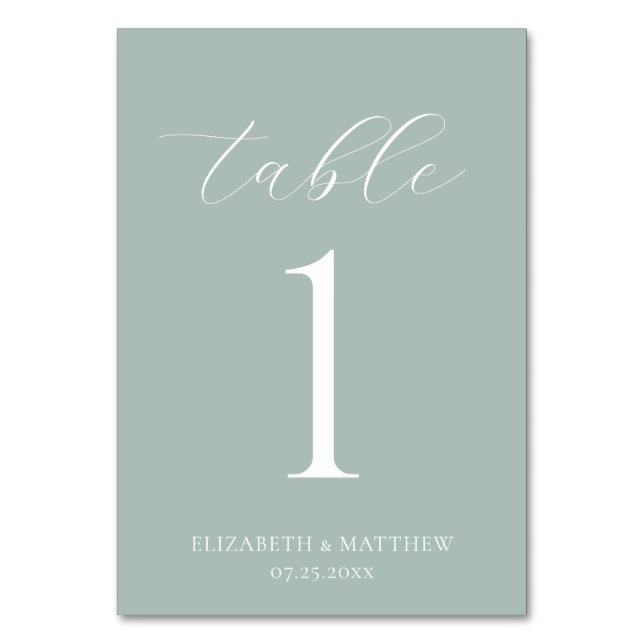 Numeração De Mesa Green Elegant Wedding (Frente)