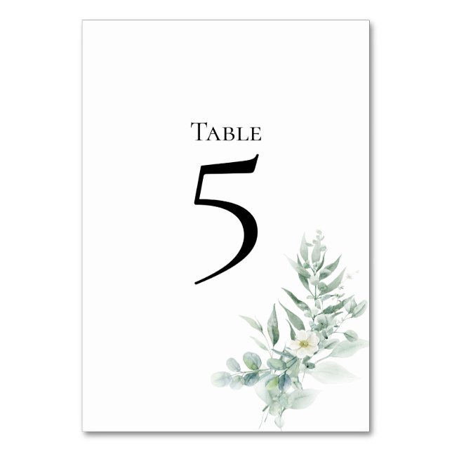 Numeração De Mesa Green Foliage Table Number Card (Frente)