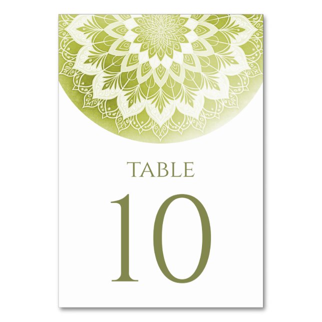 Numeração De Mesa Green Lace Mandala Wedding (Frente)