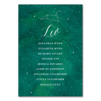 Numeração De Mesa Green Stars Galaxy - Cartãozinho de Casamento Leo