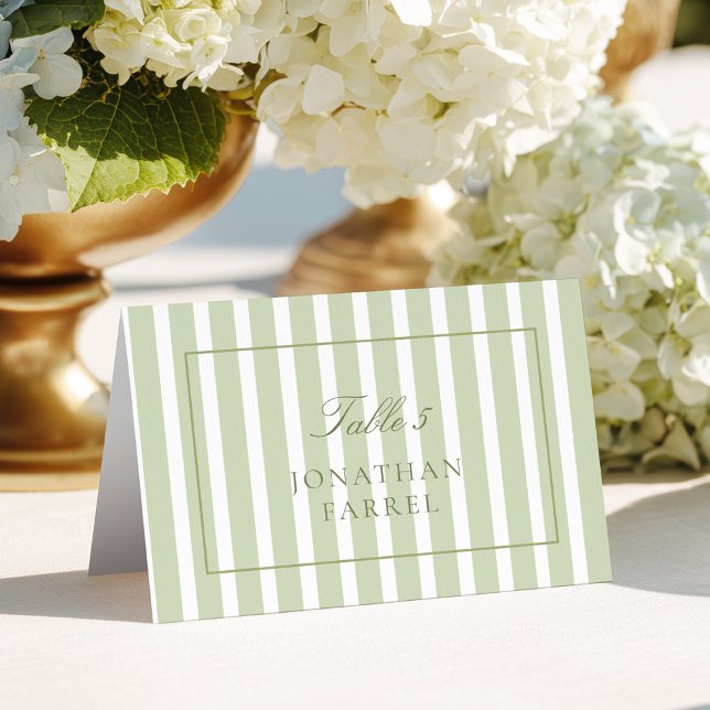 Numeração De Mesa Green Stripes Wedding Place Cards (Criador carregado)