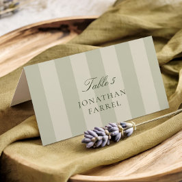 Numeração De Mesa Green Stripes Wedding Place Cards