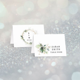 Numeração De Mesa Greenery and Gold Wedding Table Place Card