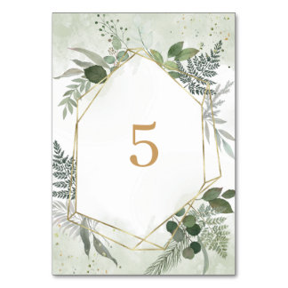 Numeração De Mesa Greenery boho watercolour gold geometric wedding