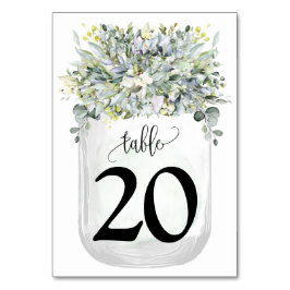 Numeração De Mesa Greenery Eucalyptus Mason Jar Wedding
