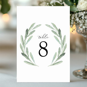 Numeração De Mesa Grinalda de Verde Simples em Aquarela para Mesa de
