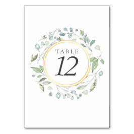 Numeração De Mesa Guarnição de Louro Verde Elegante Dourado