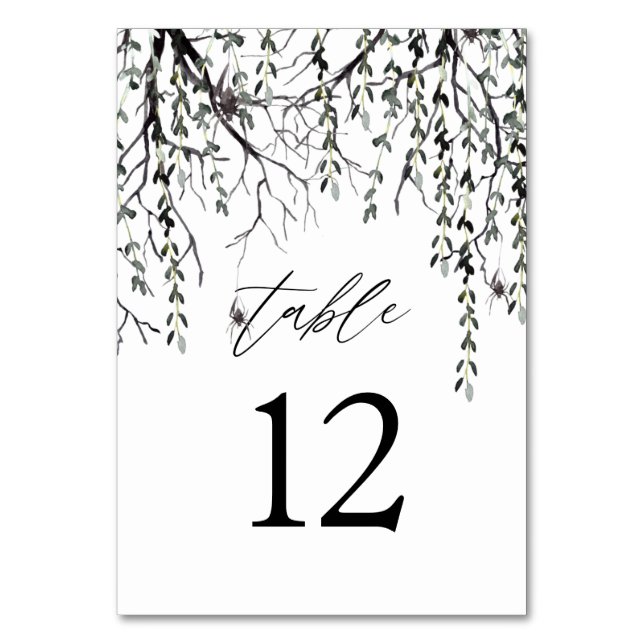 Numeração De Mesa Halloween de aranha e galhos - Branco (Frente)