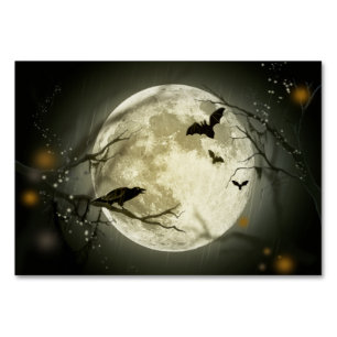 Numeração De Mesa Halloween Moon Spooky Crows