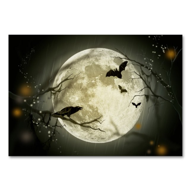 Numeração De Mesa Halloween Moon Spooky Crows (Frente)