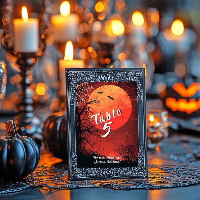 Numeração De Mesa Halloween Wedds Bats Full Moon (Criador carregado)