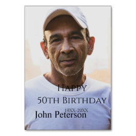 Numeração De Mesa Happy 50th birthday name photo year man simple min
