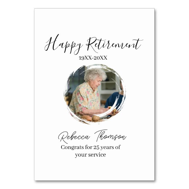 Numeração De Mesa Happy retirement year name circle photo retired (Frente)