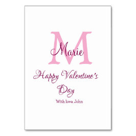 Numeração De Mesa Happy valentine's day monogram pink name love girl