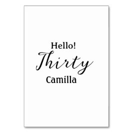 Numeração De Mesa Hello thirty birthday name simple minimal elegant