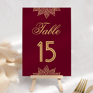 Numeração De Mesa Henna Burgundy Mehendi Casamento Indiano