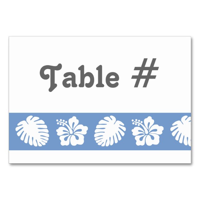 Numeração De Mesa Hibisco tropical na placa de Mesa Periwinkle (Frente)