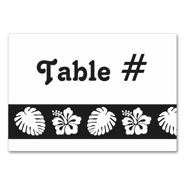 Numeração De Mesa Hibiscus tropical em placa de Mesa preta (Frente)