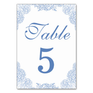 Numeração De Mesa Hidrangea moderna Dusty Blue Floral Detalhes