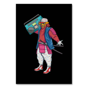 Numeração De Mesa Hip Hop Samurai com Boombox Stereo Retro 80s