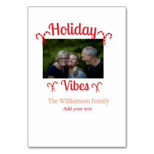 Numeração De Mesa Holiday Vibes, nome de foto da família vermelha ca