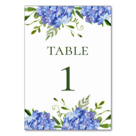 Numeração De Mesa Hortênsias Azuis Casamento em Aquarela Floral