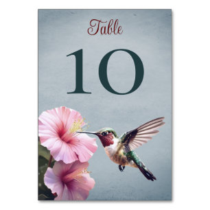 Numeração De Mesa Hummingbird e Hibiscus Casamento Azul