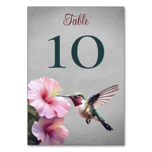 Numeração De Mesa Hummingbird e Hibiscus   Casamento de Cinzas