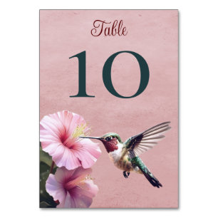 Numeração De Mesa Hummingbird e Hibiscus   Casamento Rosa
