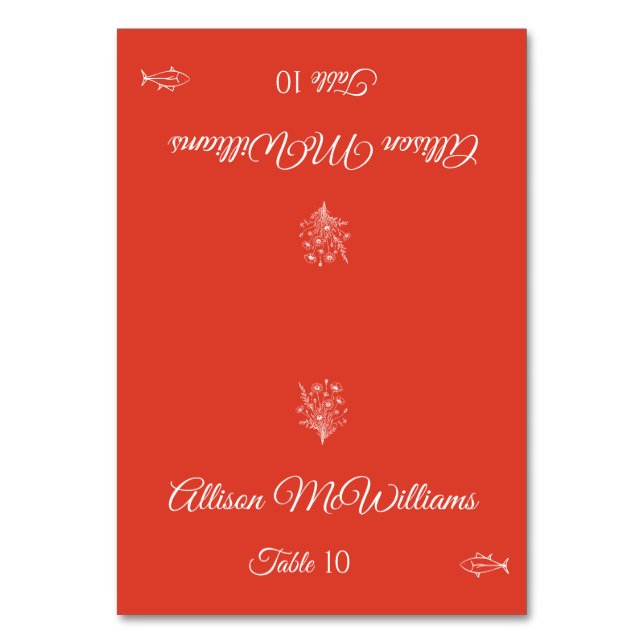 Numeração De Mesa Ícone De Peixe De Elegância De Flor Selvagem De Ca (Frente)