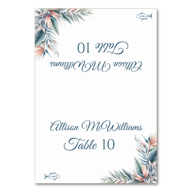 Numeração De Mesa Ícone De Peixe De Sonho Tropical De Casamento - (Frente)