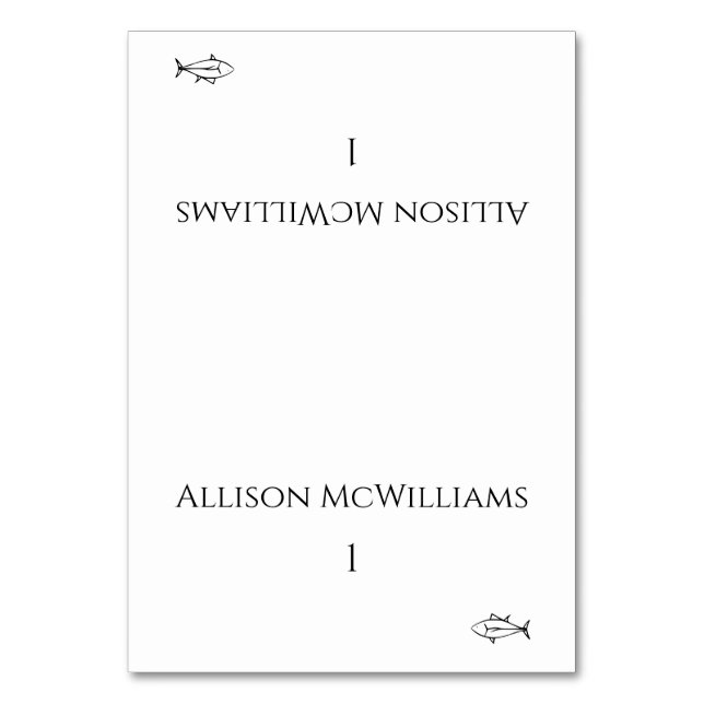 Numeração De Mesa Ícone de Peixe Negro e Branco-Moderno- (Frente)