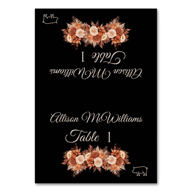 Numeração De Mesa Ícone de Pork de Elegância de Outono de Aquarela- (Frente)