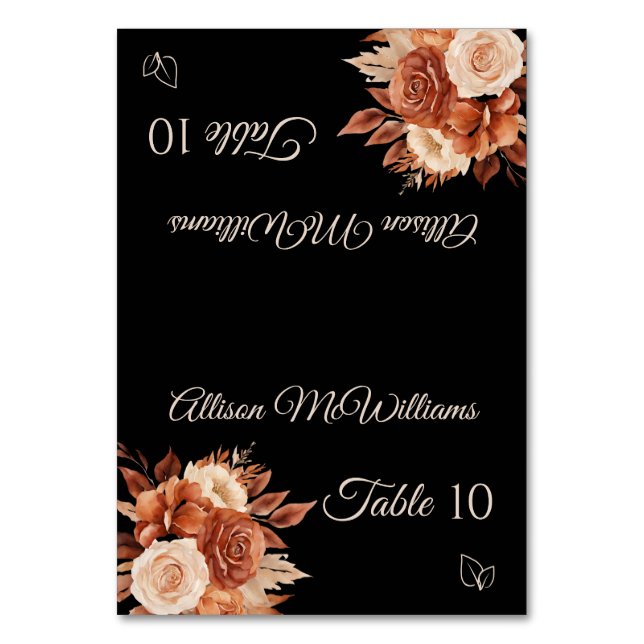 Numeração De Mesa Ícone Vegetariano de Elegância de Outona de Aquare (Frente)