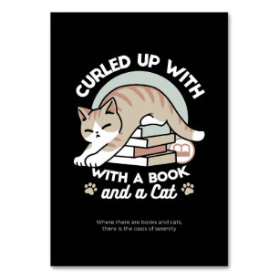 Numeração De Mesa Ilustração de Gato do Livro ao Longo - Enrolada e