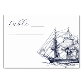 Numeração De Mesa Ilustração de Navio Náutico Elegante Casamento