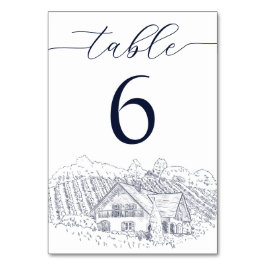 Numeração De Mesa Ilustração Elegante de Vinhedo Casamento de Destin