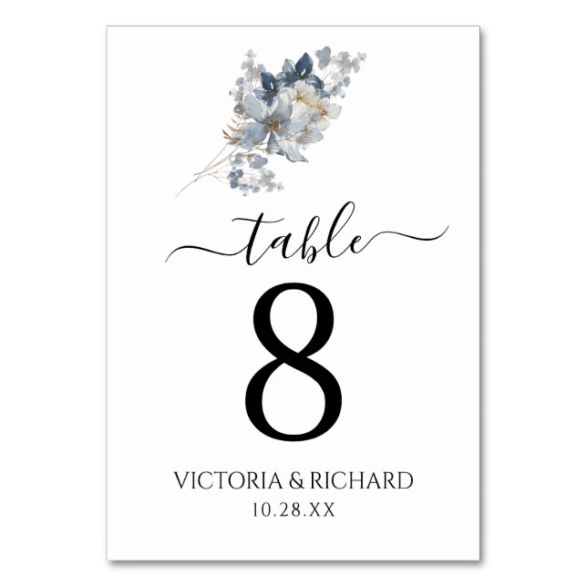 Numeração De Mesa ilustração em aquarela rústica arranjo floral (Frente)