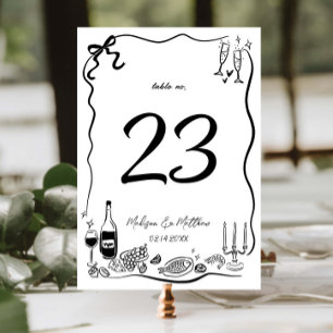 Numeração De Mesa Ilustrações Desenhadas à Mão Rabiscos Festa de Cas
